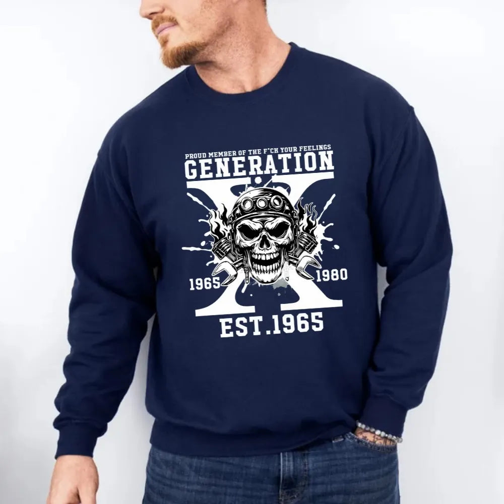 Gen X Skull Custom EST Unisex Crewneck Hoodie T-shirt