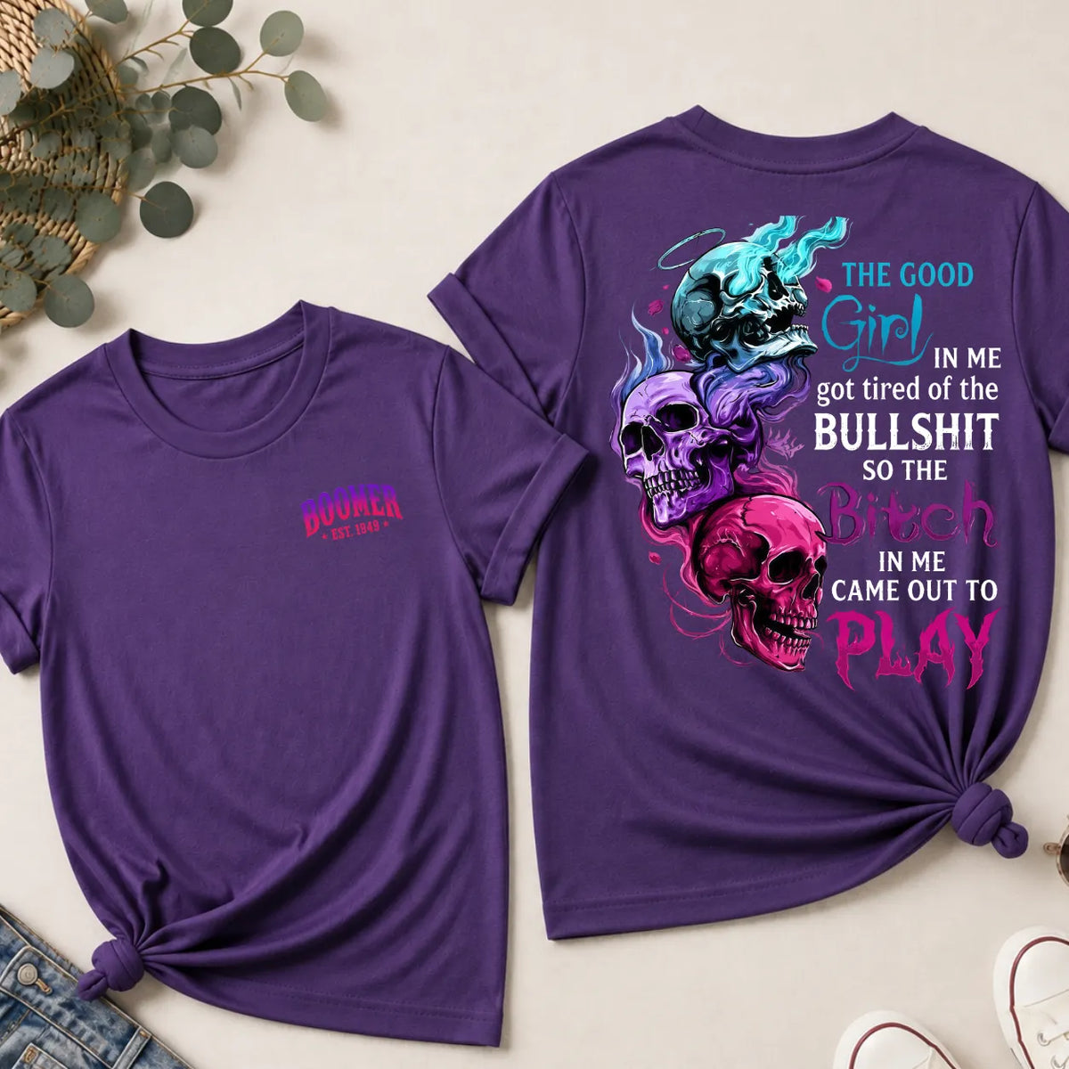 The Good Girl Skull Graphic Hoodie – Funny Bitch Quote Sweatshirt for Women