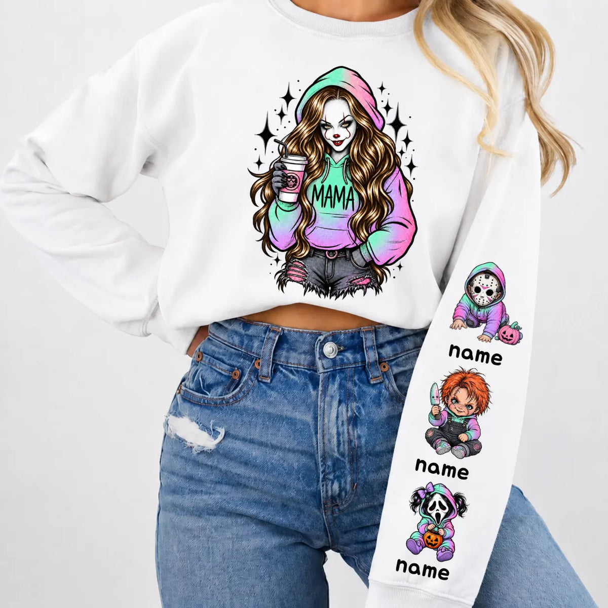 Custom PennyWise Mama Sweatshirt with Kids Name