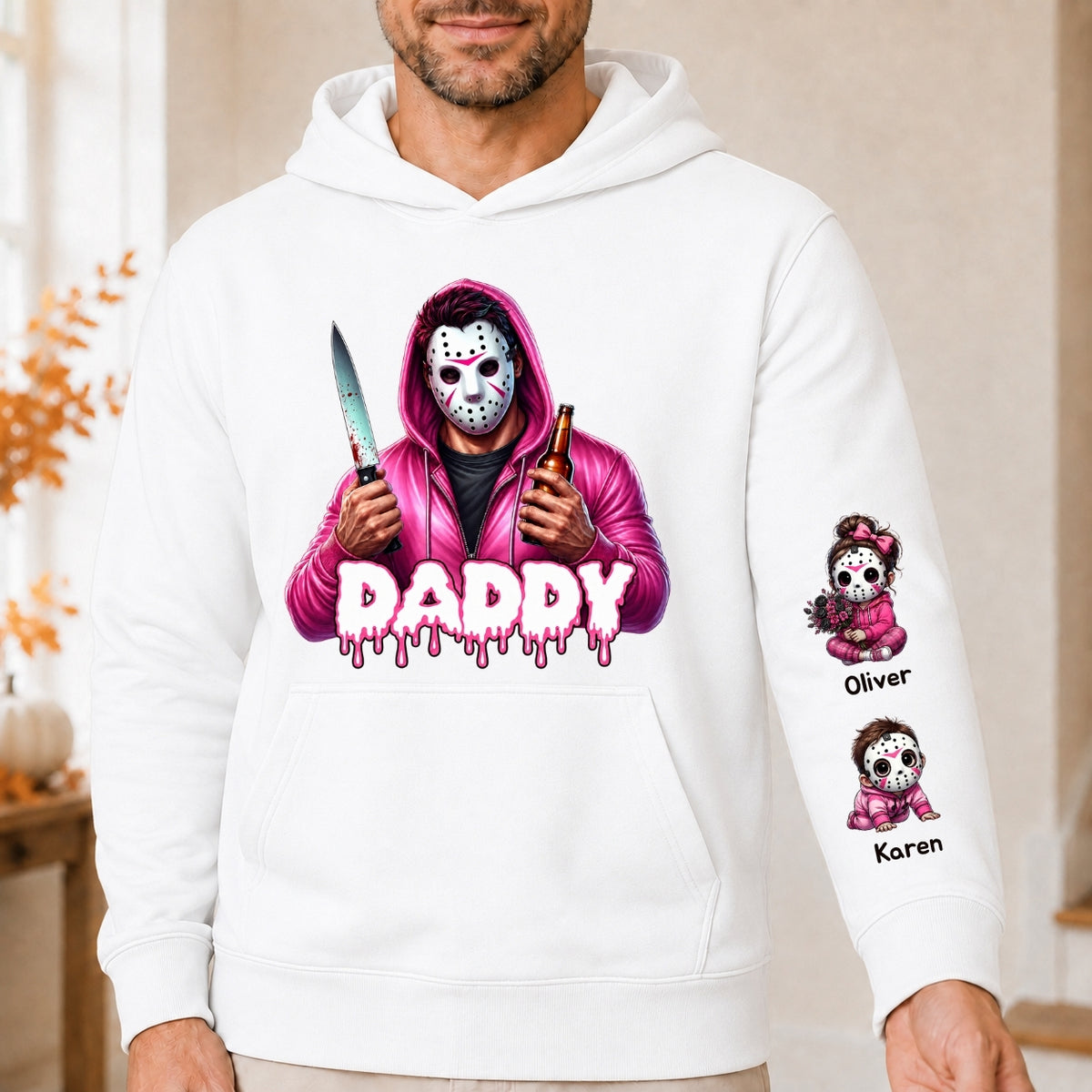 Horror MAMA Sweatshirt with Kid's Names on the Sleeve