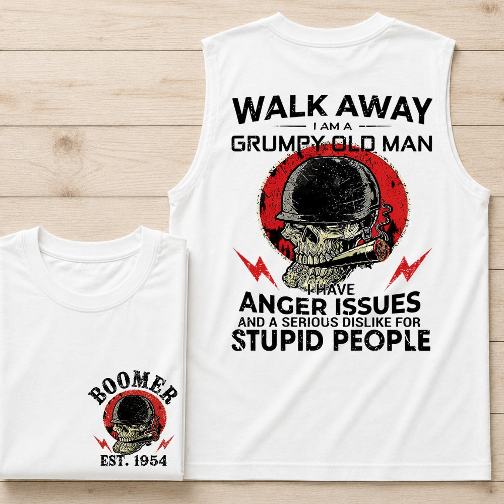 Walk Away I Am A Grumpy Old Man Custom Year Of Birth Man T-shirt, BOOMER/GEN X Man Tank Top,Sweatshirt