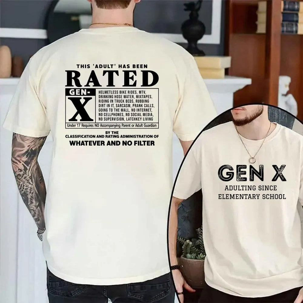 Double-Sided GEN X - 80s Kid Humor Shirt, Adulting since elementary school Sweatshirt