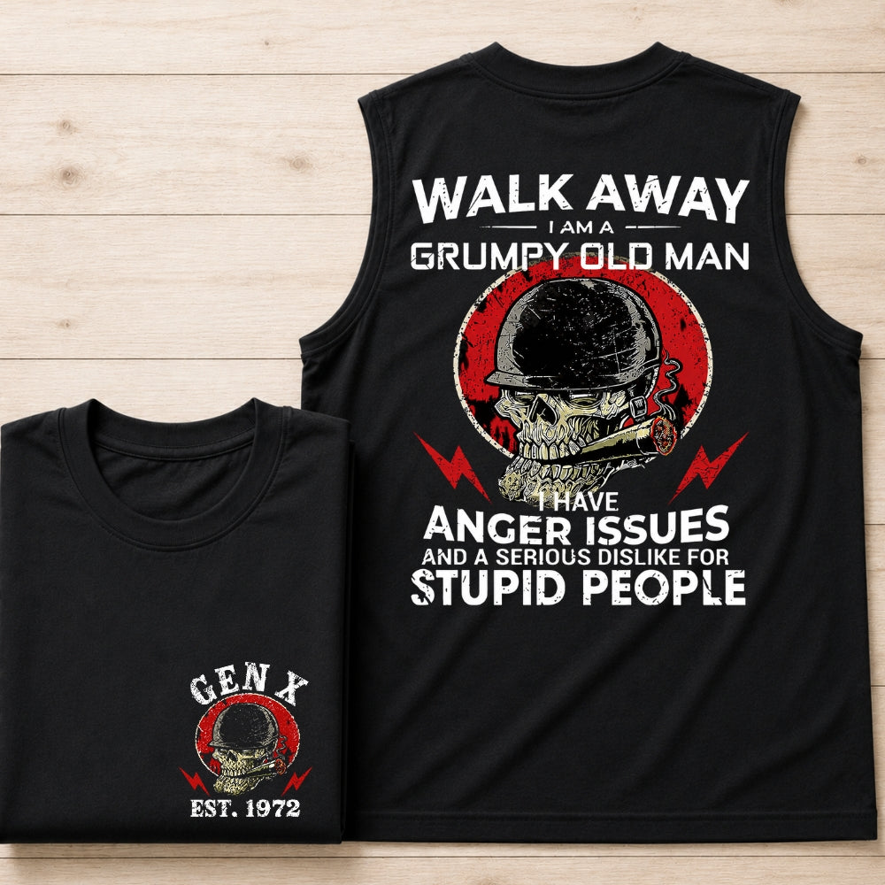 Walk Away I Am A Grumpy Old Man Custom Year Of Birth Man T-shirt, BOOMER/GEN X Man Tank Top,Sweatshirt