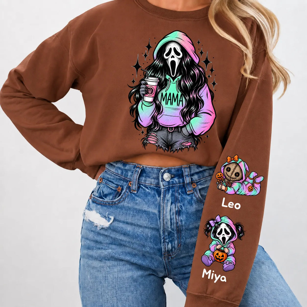 Custom Ghostface Mama Sweatshirt with Kids Name