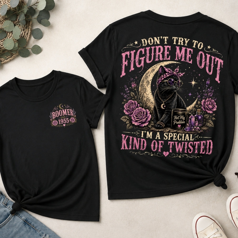 Don’t Try To Figure Me Out Cat Shirt, Boomer,Gen Jones Custom Year Women's V-neck, T-shirt