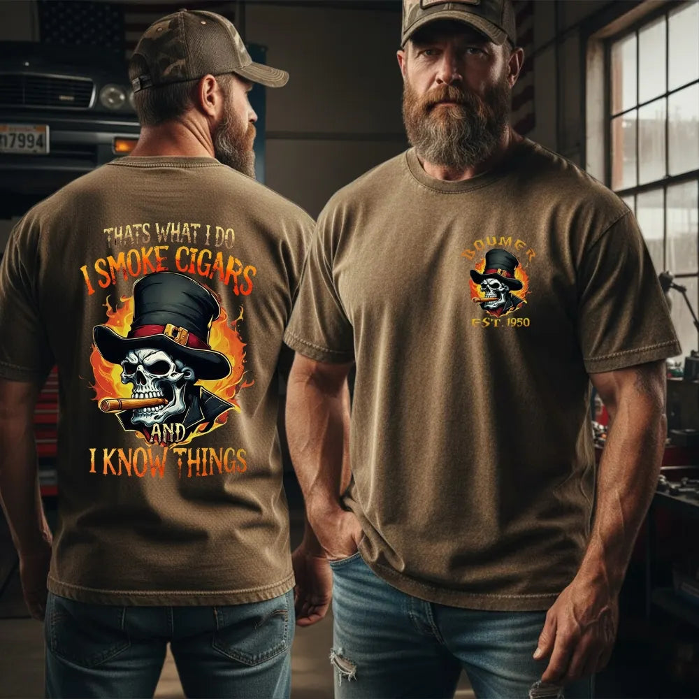 Personalized Cigar Smoking Skull Shirts – Custom Era & Year, Funny Cigar Lover Gift