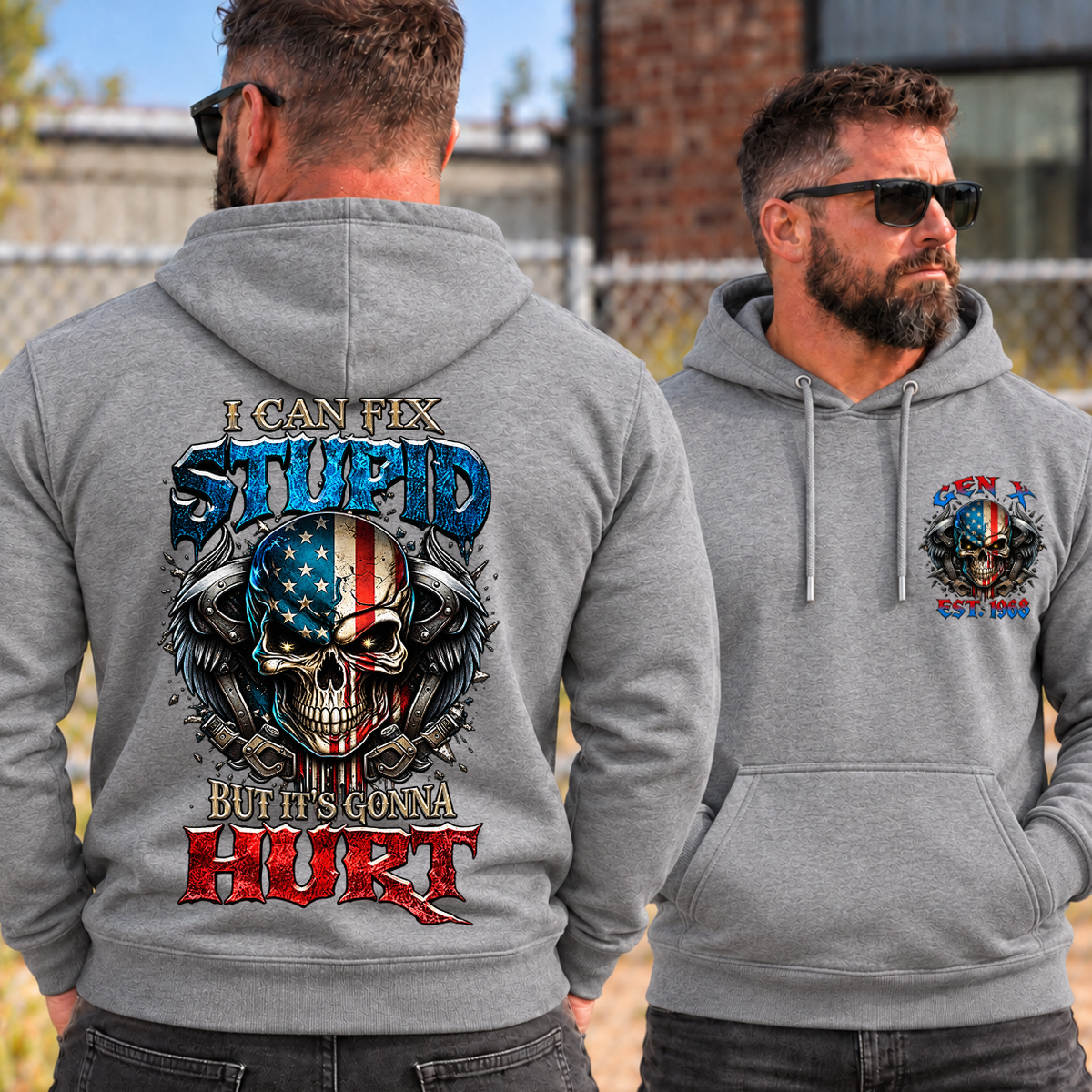 I Can Fix Stupid But It's Gonna Hurt Custom Generation American Flag Skull Shirts