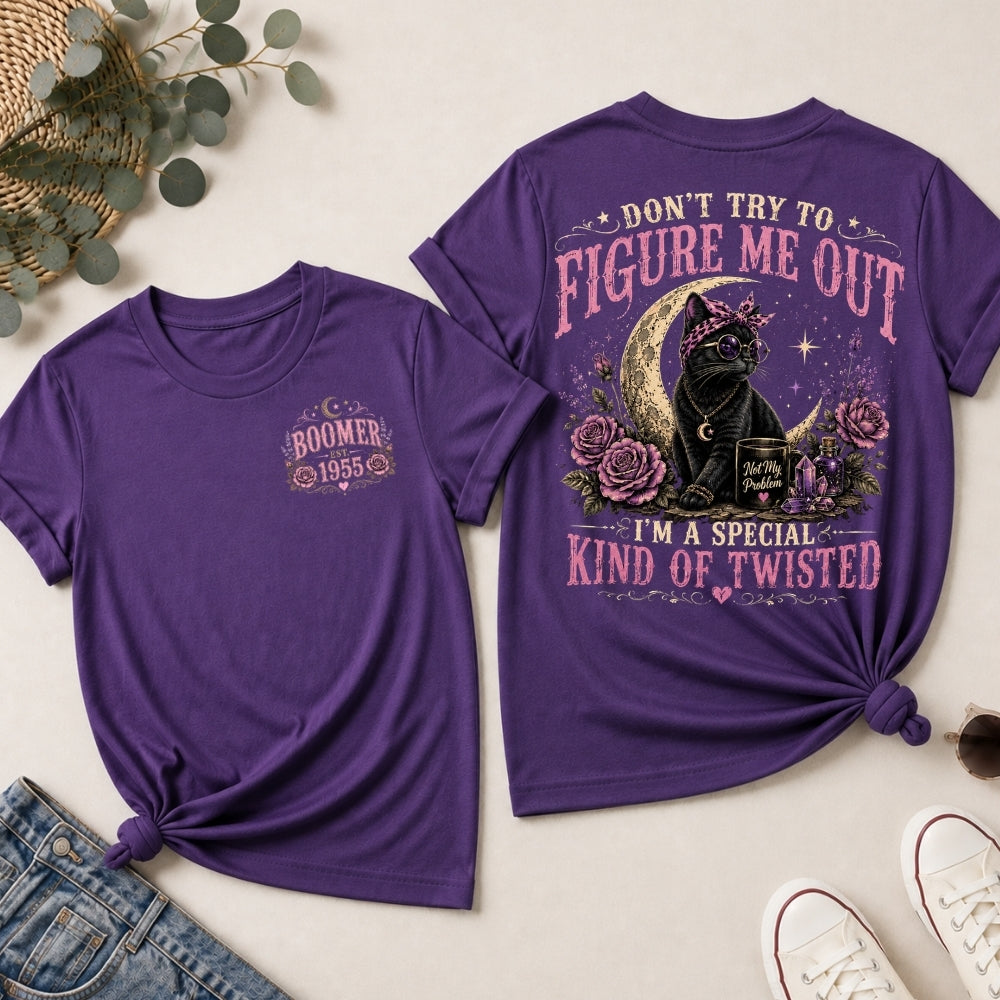 Don’t Try To Figure Me Out Cat Shirt, Boomer,Gen Jones Custom Year Women's V-neck, T-shirt
