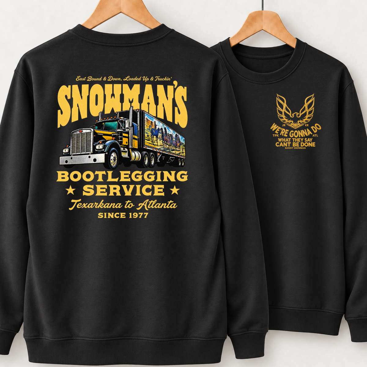 Snowman's Bootlegging Service Since 1977 Retro Truck Graphic Shirts