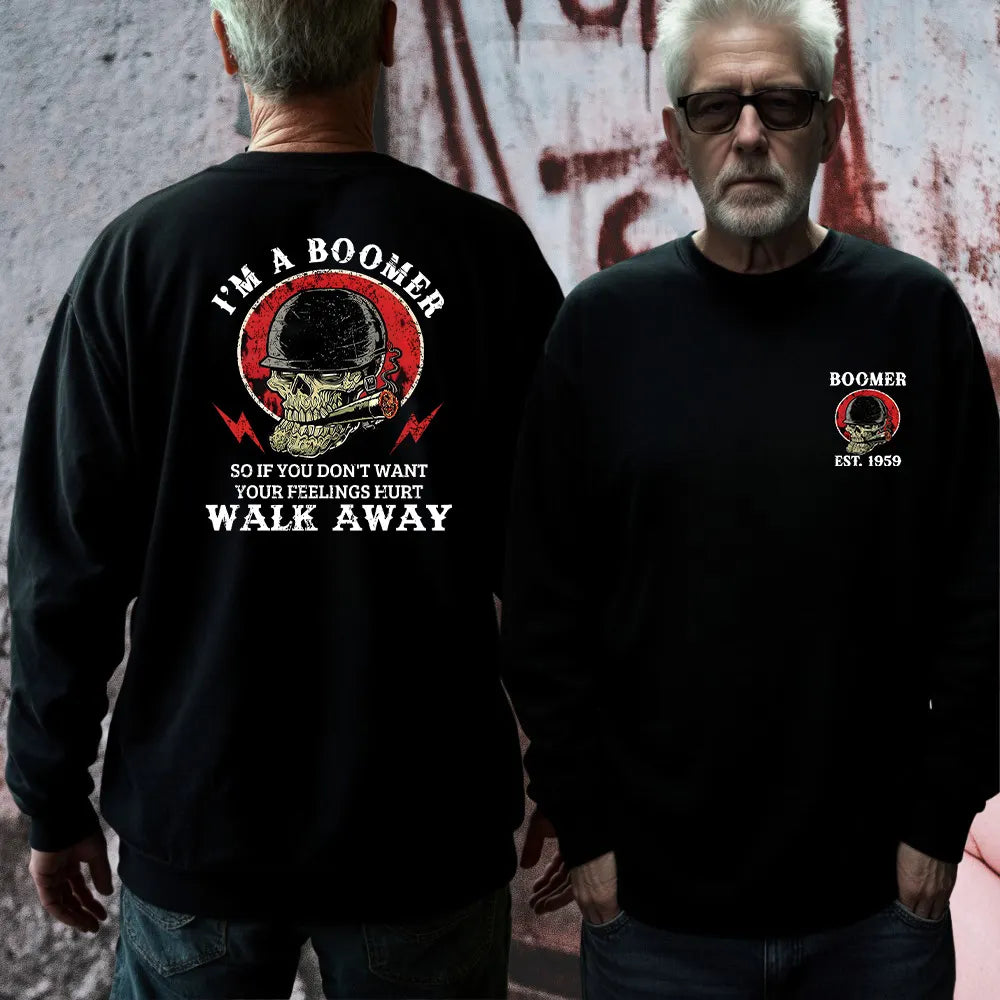 BOOMER Skull T-shirt, Unisex Hoodie, Custom Year Of Birth Sweatshirt, I'm A Boomer, Walk Away T-shirt