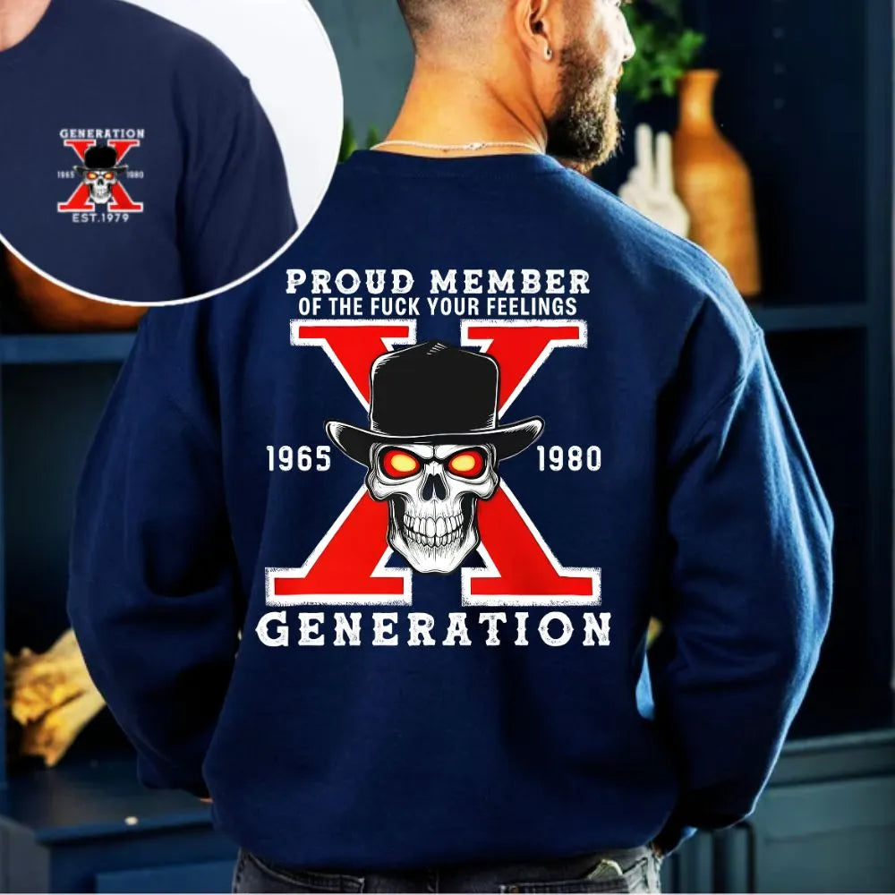 Gen X Proud Member Skull Graphic Sweatshirt
