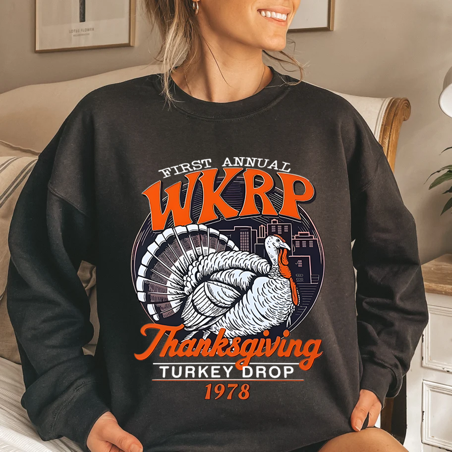 WKRP Turkey Drop Vintage Turkey Thanksgiving Day Shirts