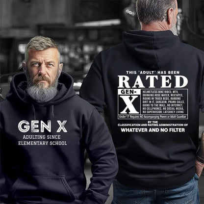 Double-Sided GEN X - 80s Kid Humor Shirt, Adulting since elementary school Sweatshirt