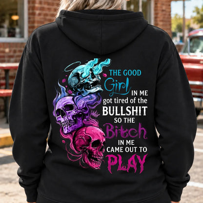 The Good Girl Skull Graphic Hoodie – Funny Bitch Quote Sweatshirt for Women