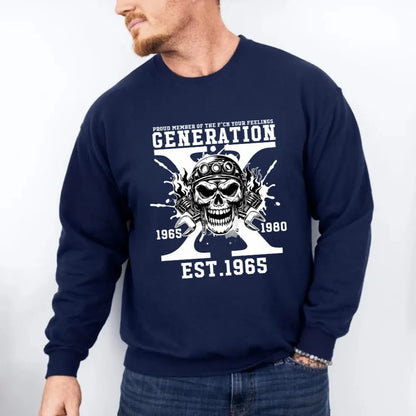 Gen X Skull Custom EST Unisex Crewneck Hoodie T-shirt