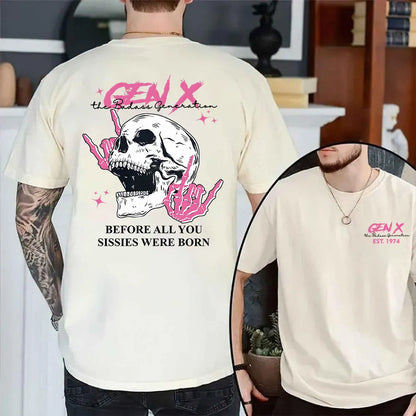 Double-Sided Generation X Custom Year Badass Generation T-shirt, Custom Year Of Birth Shirt, Generation X T Shirt