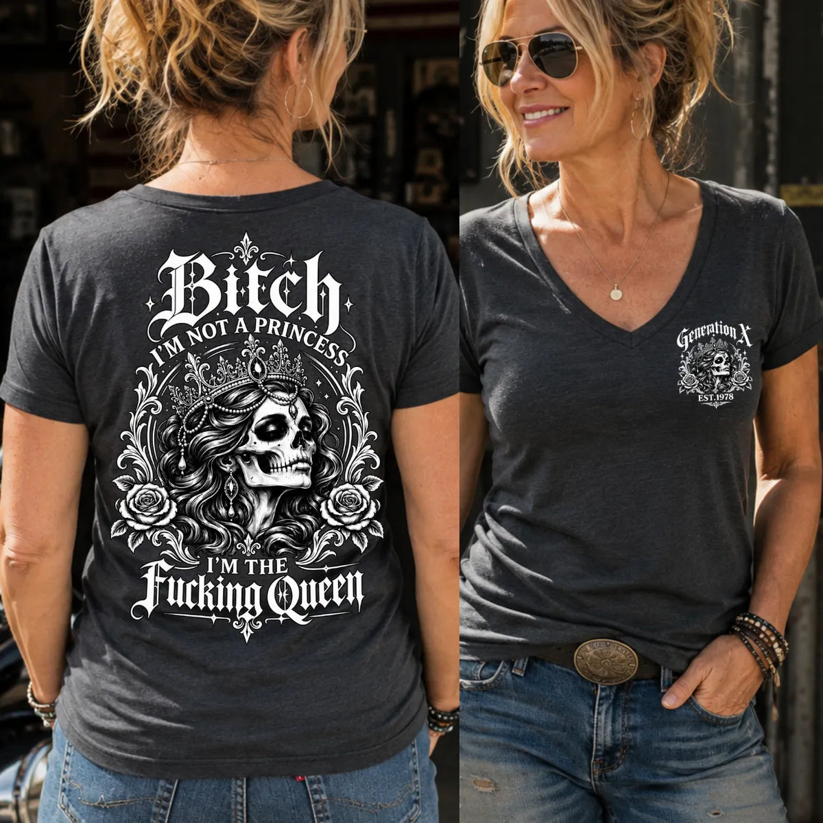 Bitch I'M NOT A PRINCESS I'M THE Fucking Queen EST.Year T-Shirt,Sweatshirt