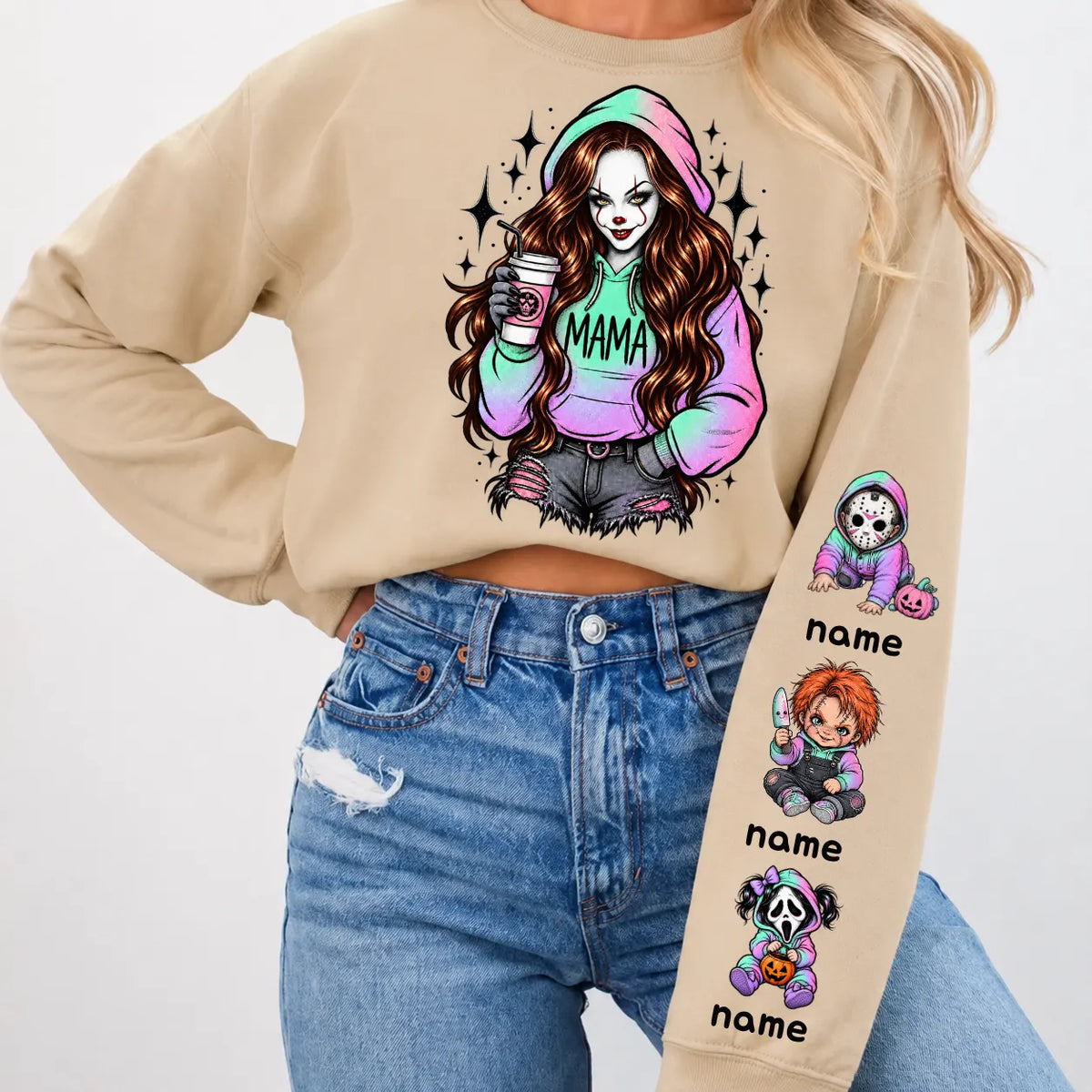 Custom PennyWise Mama Sweatshirt with Kids Name