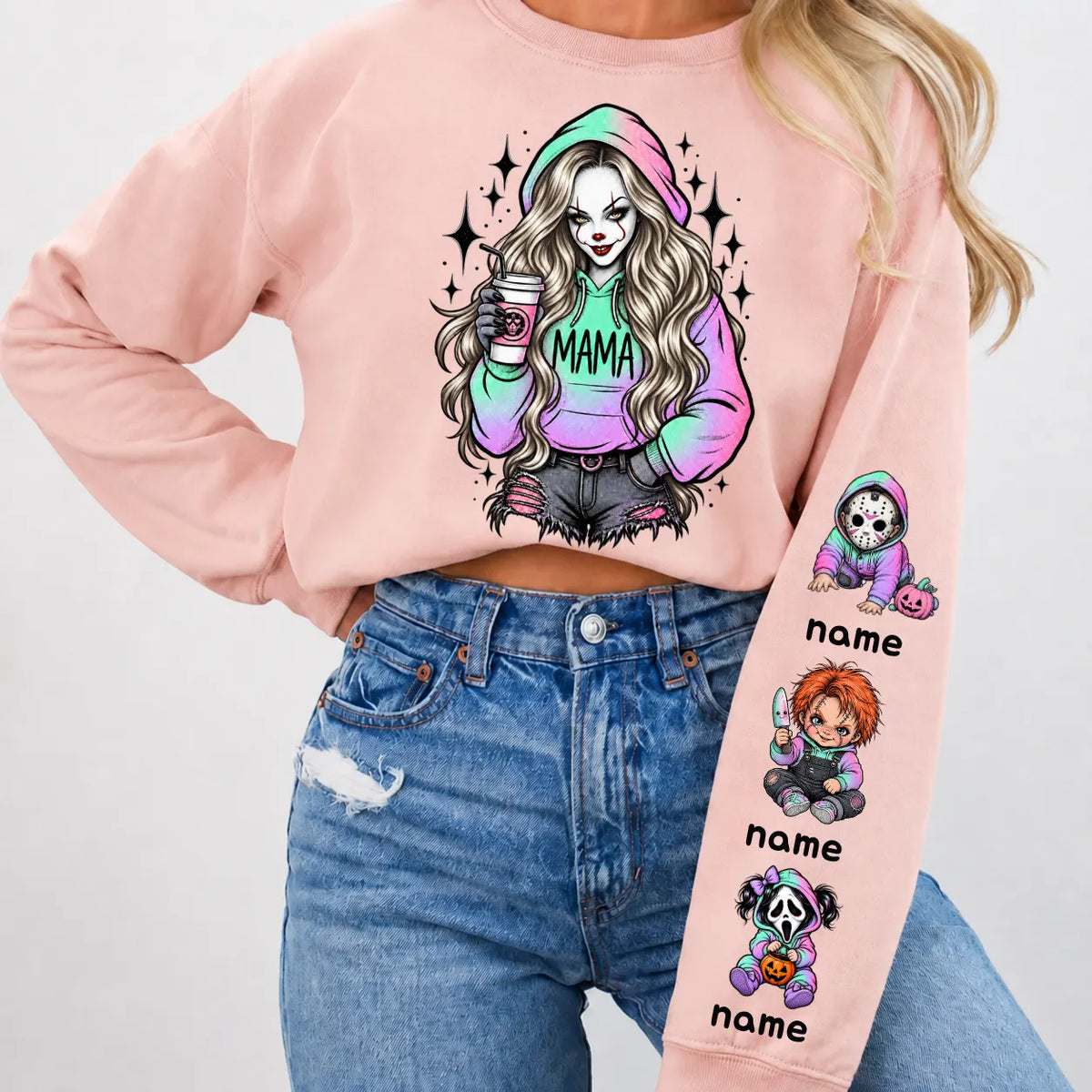 Custom PennyWise Mama Sweatshirt with Kids Name