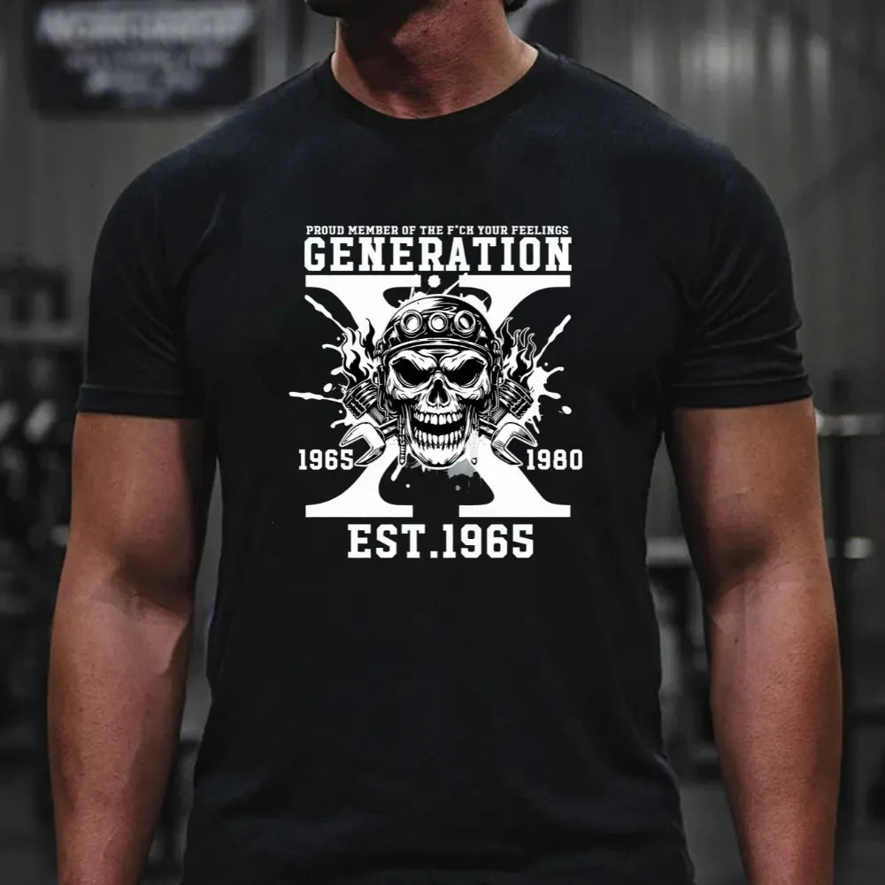 Gen X Skull Custom EST Unisex Crewneck Hoodie T-shirt