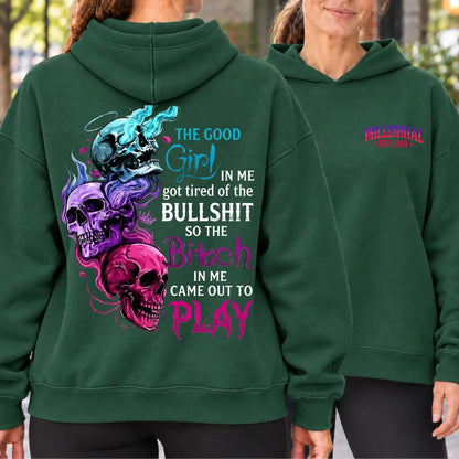 The Good Girl Skull Graphic Hoodie – Funny Bitch Quote Sweatshirt for Women