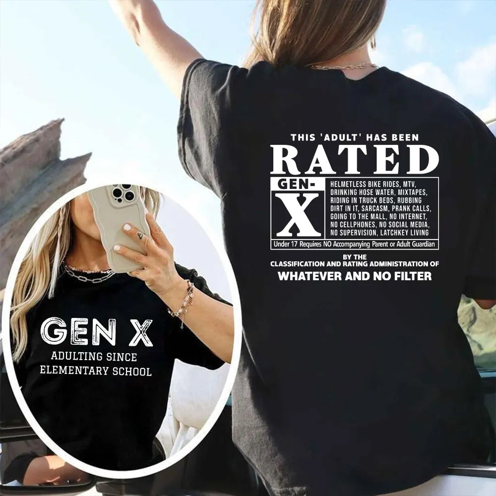 Double-Sided GEN X - 80s Kid Humor Shirt, Adulting since elementary school Sweatshirt