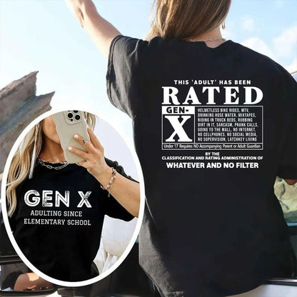 Double-Sided GEN X - 80s Kid Humor Shirt, Adulting since elementary school Sweatshirt