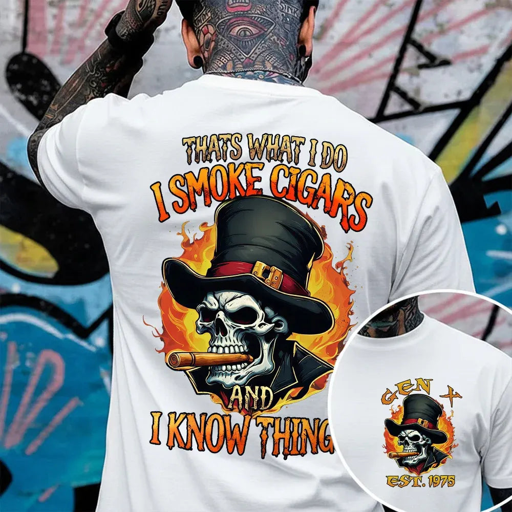 Personalized Cigar Smoking Skull Shirts – Custom Era & Year, Funny Cigar Lover Gift