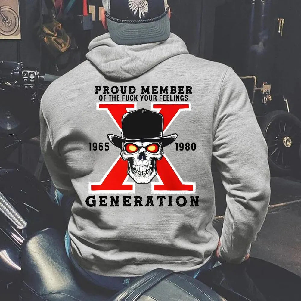 Gen X Proud Member Skull Graphic Sweatshirt