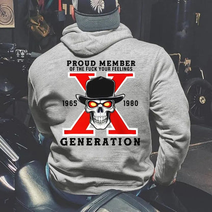 Gen X Proud Member Skull Graphic Sweatshirt