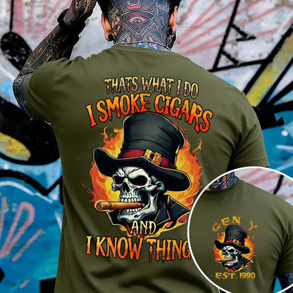 Personalized Cigar Smoking Skull Shirts – Custom Era & Year, Funny Cigar Lover Gift