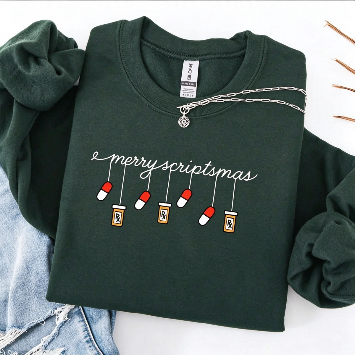 Merry Scriptmas Pharmacist Christmas Shirts – Funny Pills & Rx Bottle Graphic