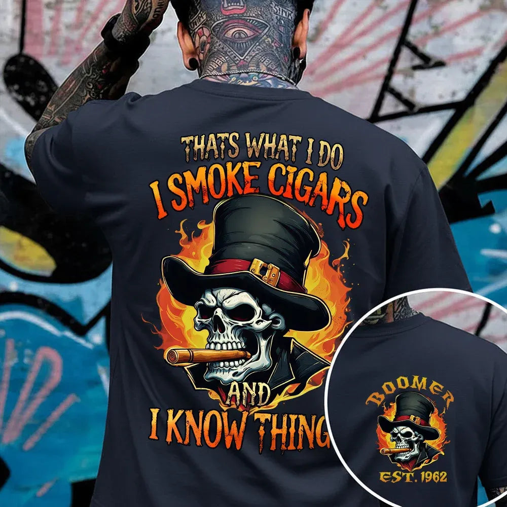 Personalized Cigar Smoking Skull Shirts – Custom Era & Year, Funny Cigar Lover Gift