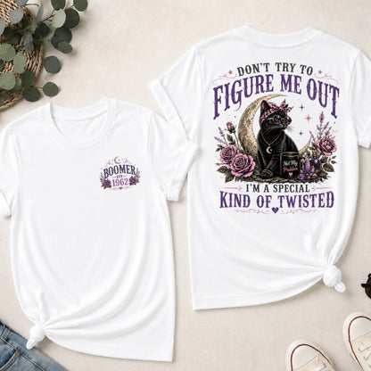 Don’t Try To Figure Me Out Cat Shirt, Boomer,Gen Jones Custom Year Women's V-neck, T-shirt