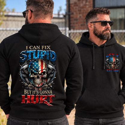 I Can Fix Stupid But It's Gonna Hurt Custom Generation American Flag Skull Shirts