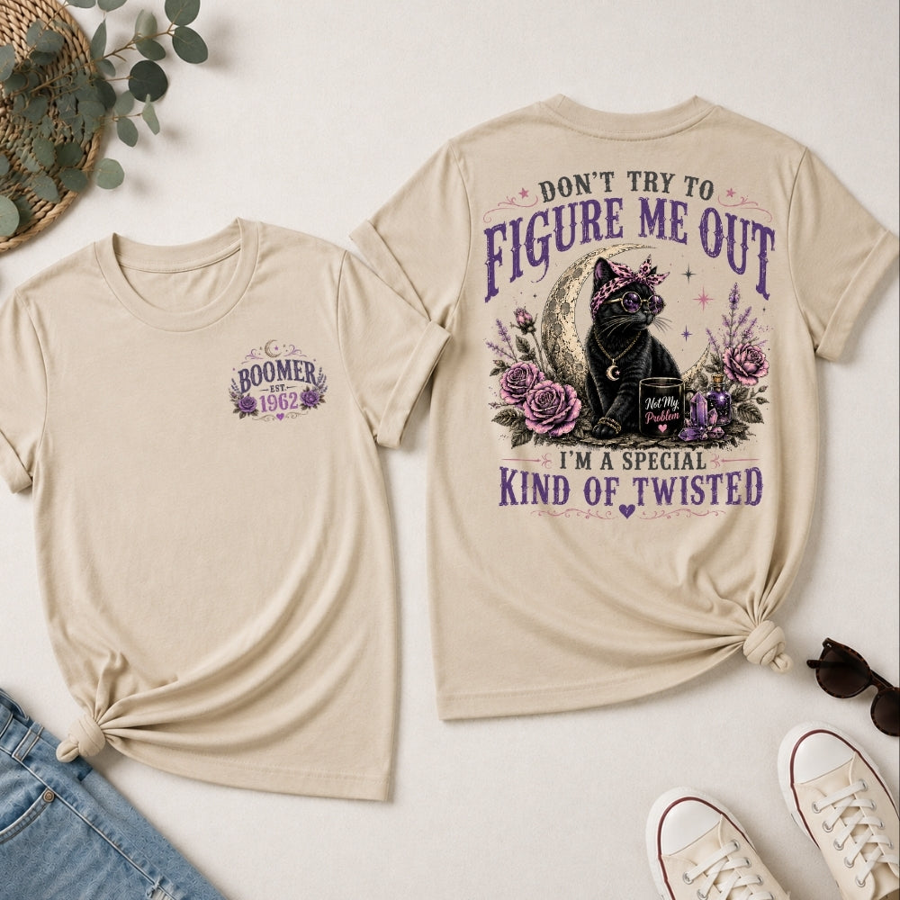 Don’t Try To Figure Me Out Cat Shirt, Boomer,Gen Jones Custom Year Women's V-neck, T-shirt