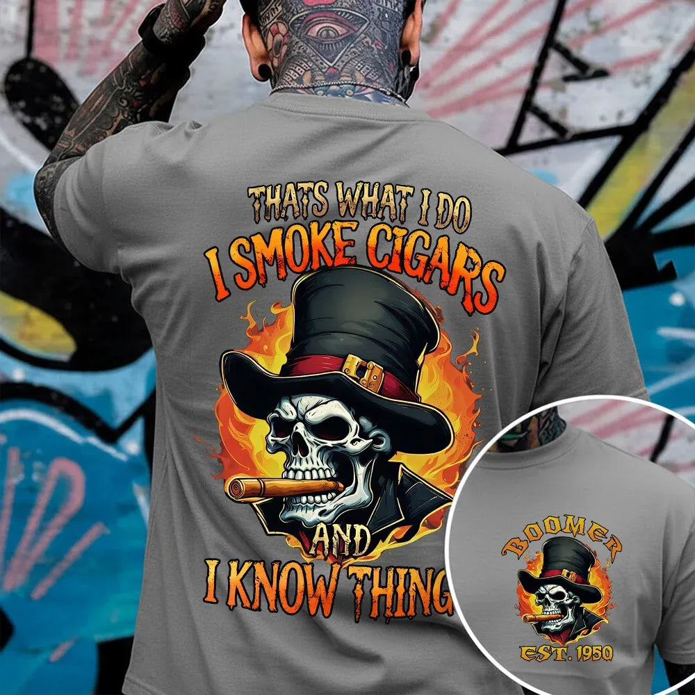 Personalized Cigar Smoking Skull Shirts – Custom Era & Year, Funny Cigar Lover Gift