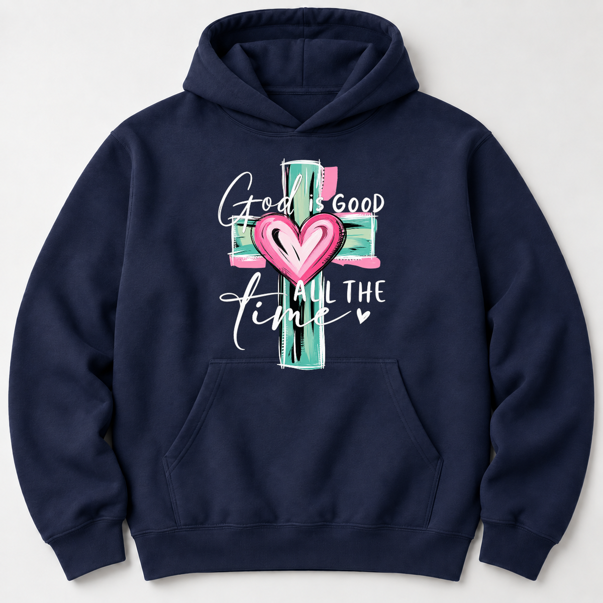 God Is Good All the Time Cross & Heart Graphic Shirts