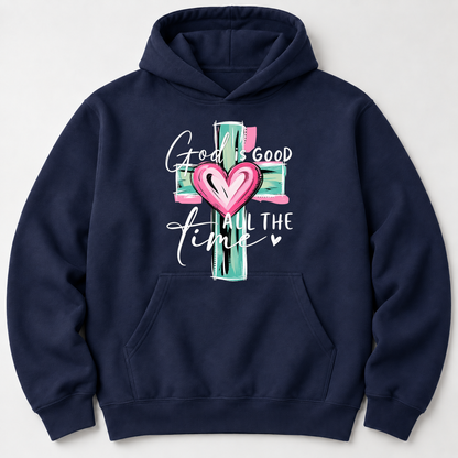 God Is Good All the Time Cross & Heart Graphic Shirts