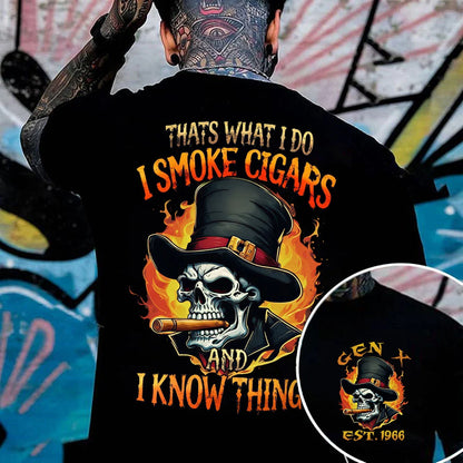 Personalized Cigar Smoking Skull Shirts – Custom Era & Year, Funny Cigar Lover Gift