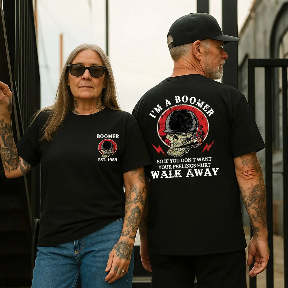 BOOMER Skull T-shirt, Unisex Hoodie, Custom Year Of Birth Sweatshirt, I'm A Boomer, Walk Away T-shirt