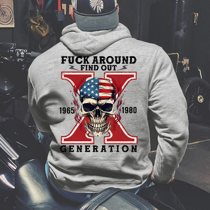 Gen X Skull Fuck Around Find Out Unisex Sweatshirt Hoodie T-shirt