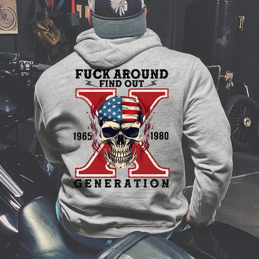 Gen X Skull Fuck Around Find Out Unisex Sweatshirt Hoodie T-shirt