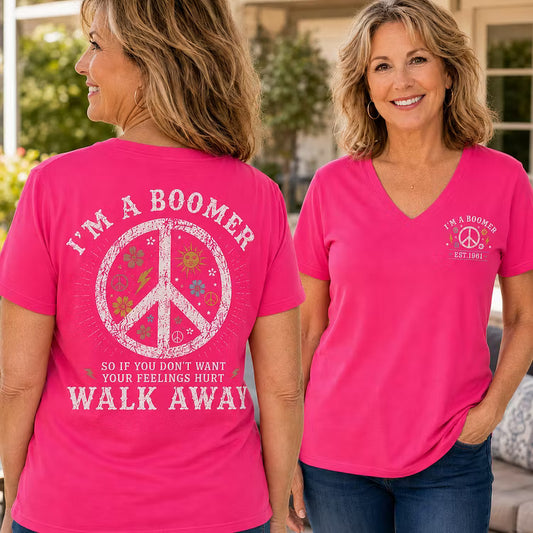 I'm A Boomer Walk Away Custom Year Vintage Peace Sign Shirts
