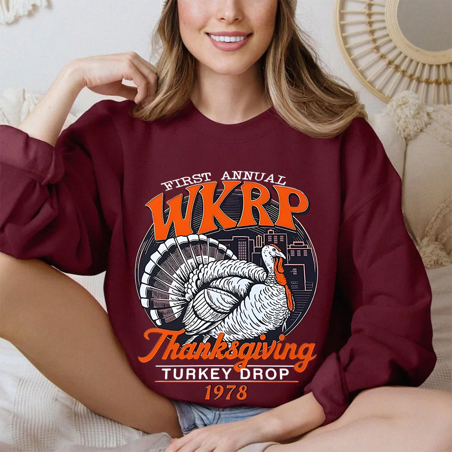 WKRP Turkey Drop Vintage Turkey Thanksgiving Day Shirts