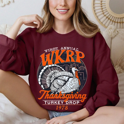 WKRP Turkey Drop Vintage Turkey Thanksgiving Day Shirts